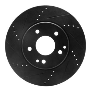 Mercedes-Benz SLK230 Brake Rotor (1) - Front Left - R1 Concepts - Drilled & Slotted - Black - `96-`15